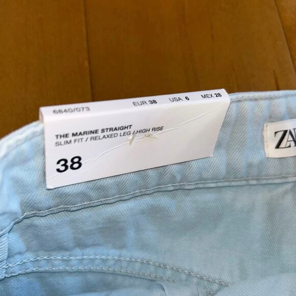 NWT Zara marine Strait mellow blue size 6 jeans wide leg - Picture 5 of 12